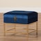 Baxton Studio Aliana Glam and Luxe Navy Blue Velvet Fabric and Gold Finished Metal Small Storage Ottoman 182-11565-Zoro - alternate 2